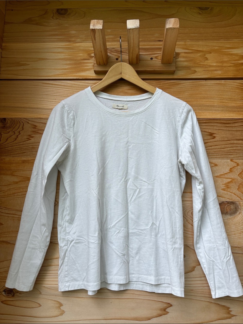 Madewell 100% Cotton Boxy Long Sleeve Tee White | Minimalist Essential | Medium